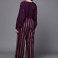 Ahalyaa Purple & Golden Printed Basic Jumpsuit - Swadesiicart