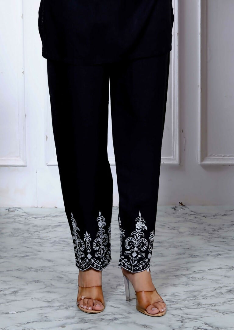 Miravan Women's Solid Black Rayon Co-Ord Set - Swadesiicart
