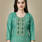 Jyoti Fashion Women's Pista Green Rayon Embroidered Kurta Pant Set | Swadesiicart