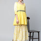 Ahalyaa Women Yellow Crepe Floral Short Kurta with Sharara Set | Swadesiicart