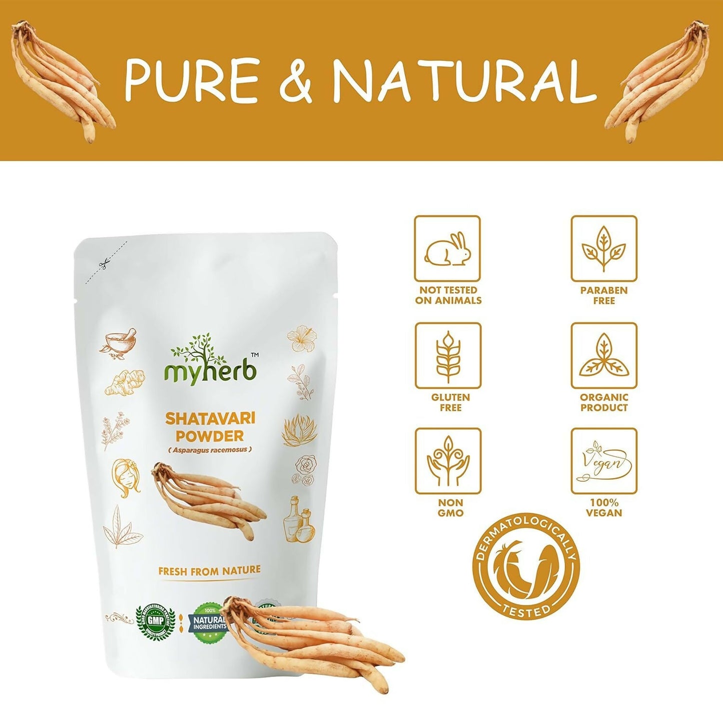 Myherb Natural Organic Shatavari Powder - Swadesiicart