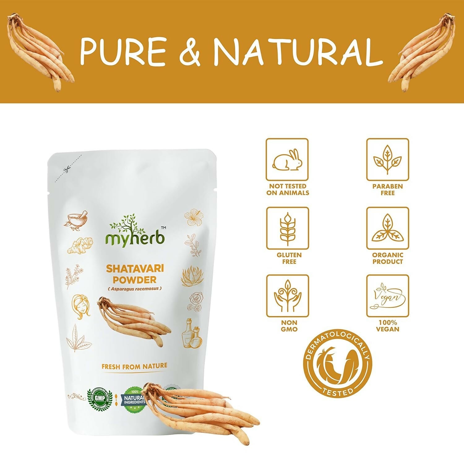 Myherb Natural Organic Shatavari Powder - Swadesiicart