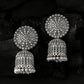 NVR Women Silver Toned Dome Shaped Jhumkas Earrings | Swadesiicart