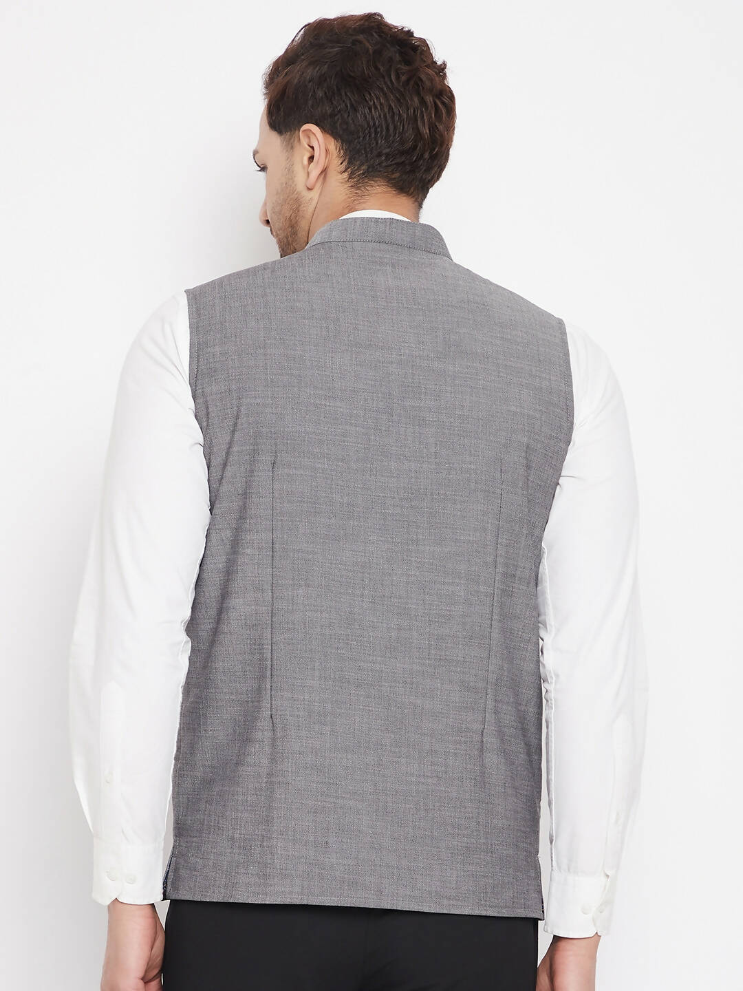 Even Apparels Grey Merino Men Woven Nehru Jacket NJW-PW690 | Swadesiicart
