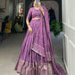 Lorenvalley Lavender Pure Chanderi Plain With Zari Weaving Work Border Lehenga Choli | Swadesiicart