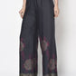Aniyah Rayon Dark Grey Color Block Print Flared Slip-On Palazzo (AN-201K)