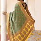 Joban Fashion Grass Green Crepe Chiffon Pure Handloom Banarasi Silk Saree | Swadesiicart