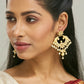 Nuyug 22K Gold-Plated Kundan and Pearl Earrings with Floral Stud and Intricate Crescent Design Chandbalis | Swadesiicart