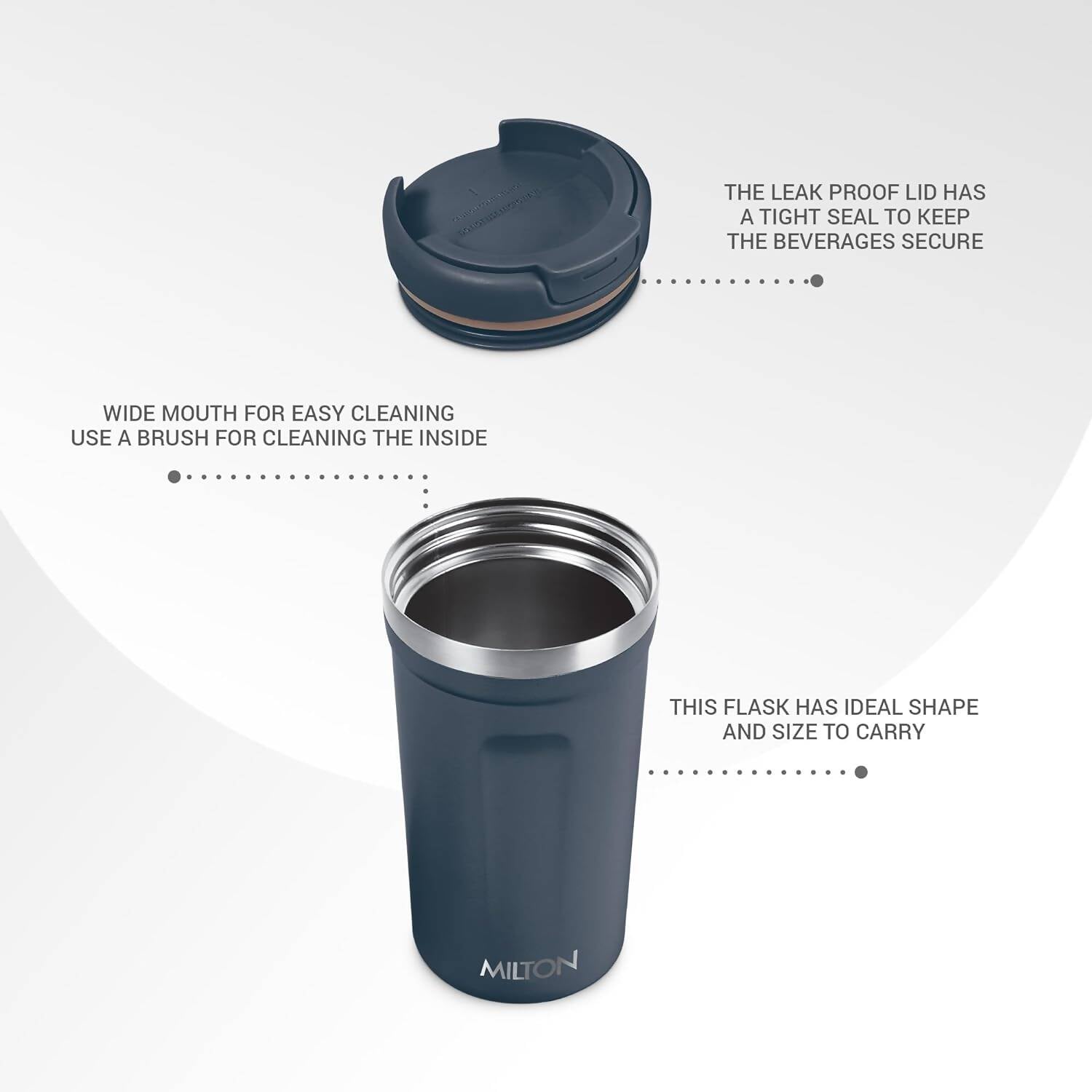 Milton Corral Thermosteel Insulated Coffee Mug Tumbler - 400ml (Navy Blue) - Swadesiicart