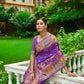 Vishnu Weaves Women's Purple Banarasi Silk Kashmiri Woven Saree with Blouse - Swadesiicart