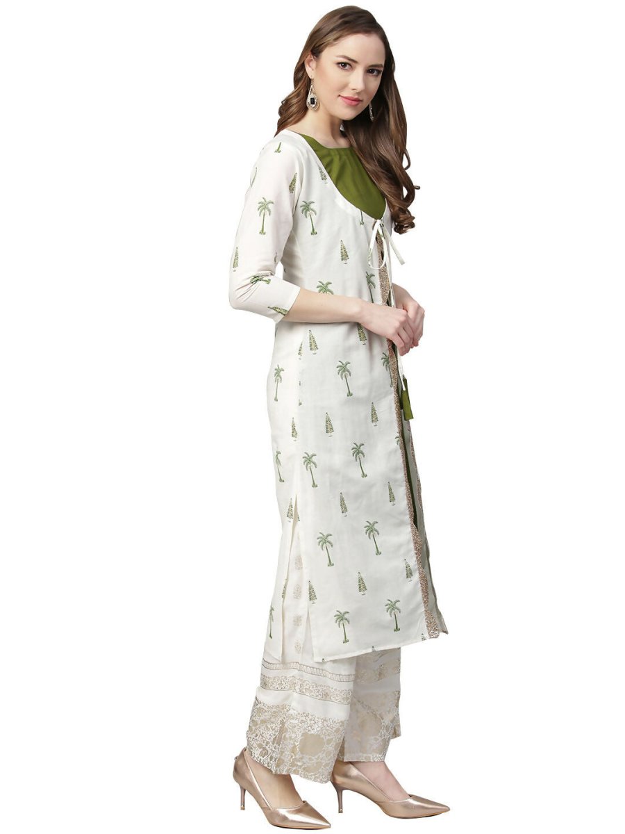 Ahalyaa Women's Traditional wear Kurta - Off White | Swadesiicart