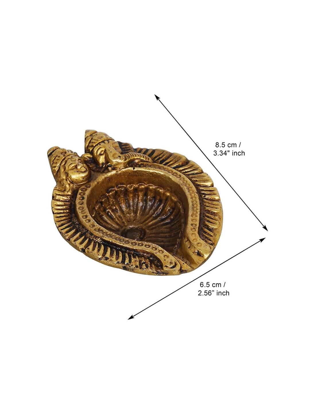 eCraftIndia 4 Pieces Beige Lakshmi & Lord Ganesha Diyas | Swadesiicart