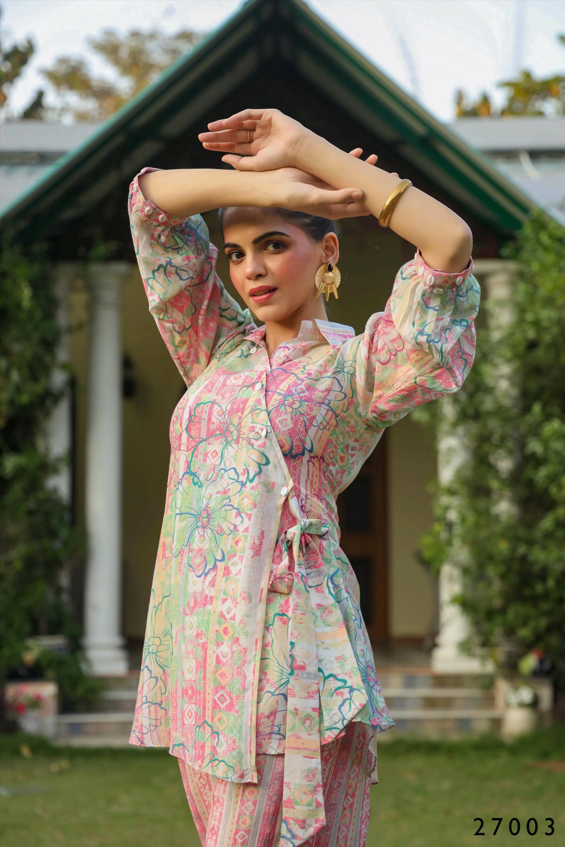 Women's Casual Fashionable Multi Mull Cotton co-ord set - Anya - Swadesiicart