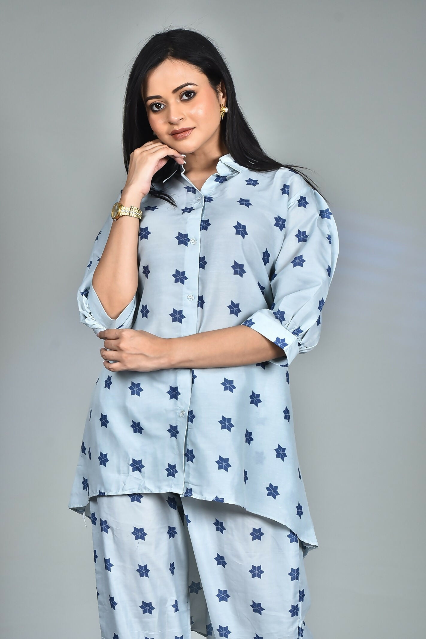 Morchari Digital Print Semi Muslin Co-Ord Set Top & Trouser-Multicolor - Swadesiicart