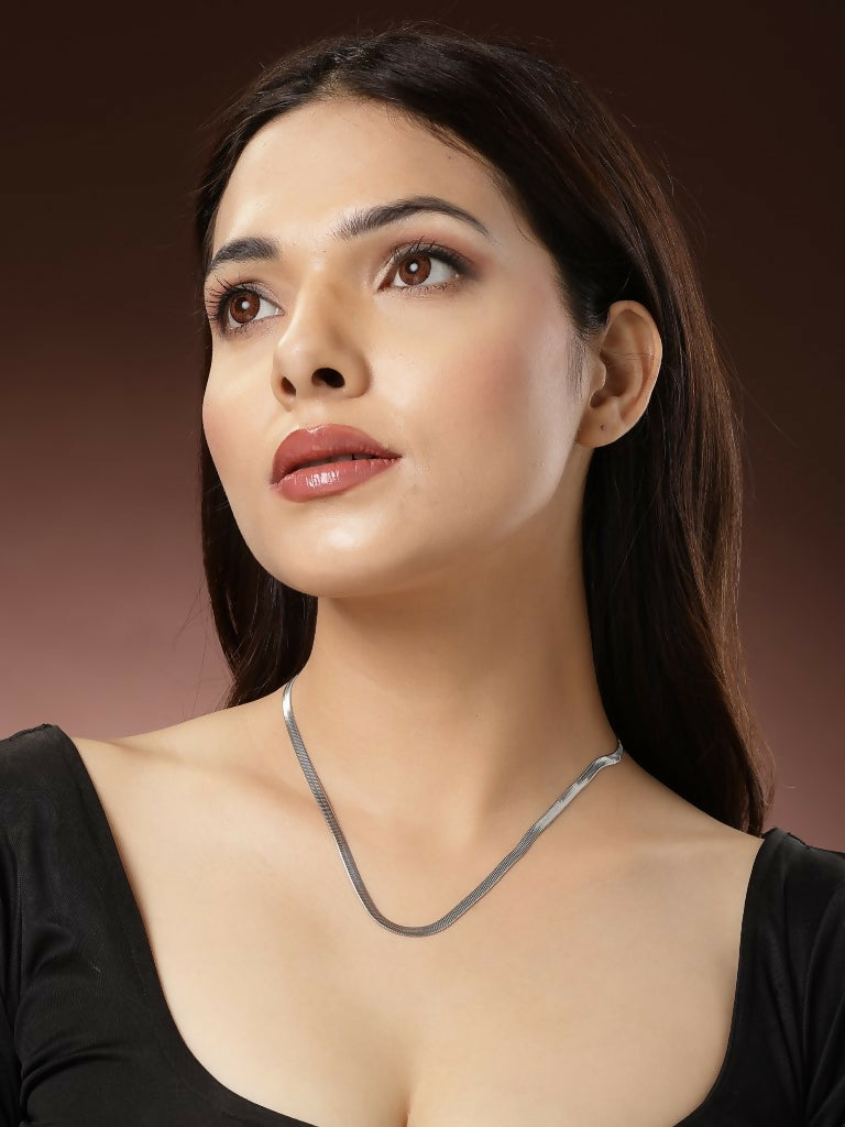 NVR Women's Silver-Toned German Silver Oxidised Chain - NR Retail-NVR