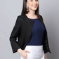 Even Apparels Black 100% Viscose Open Front Statement Women's Jacket | Swadesiicart