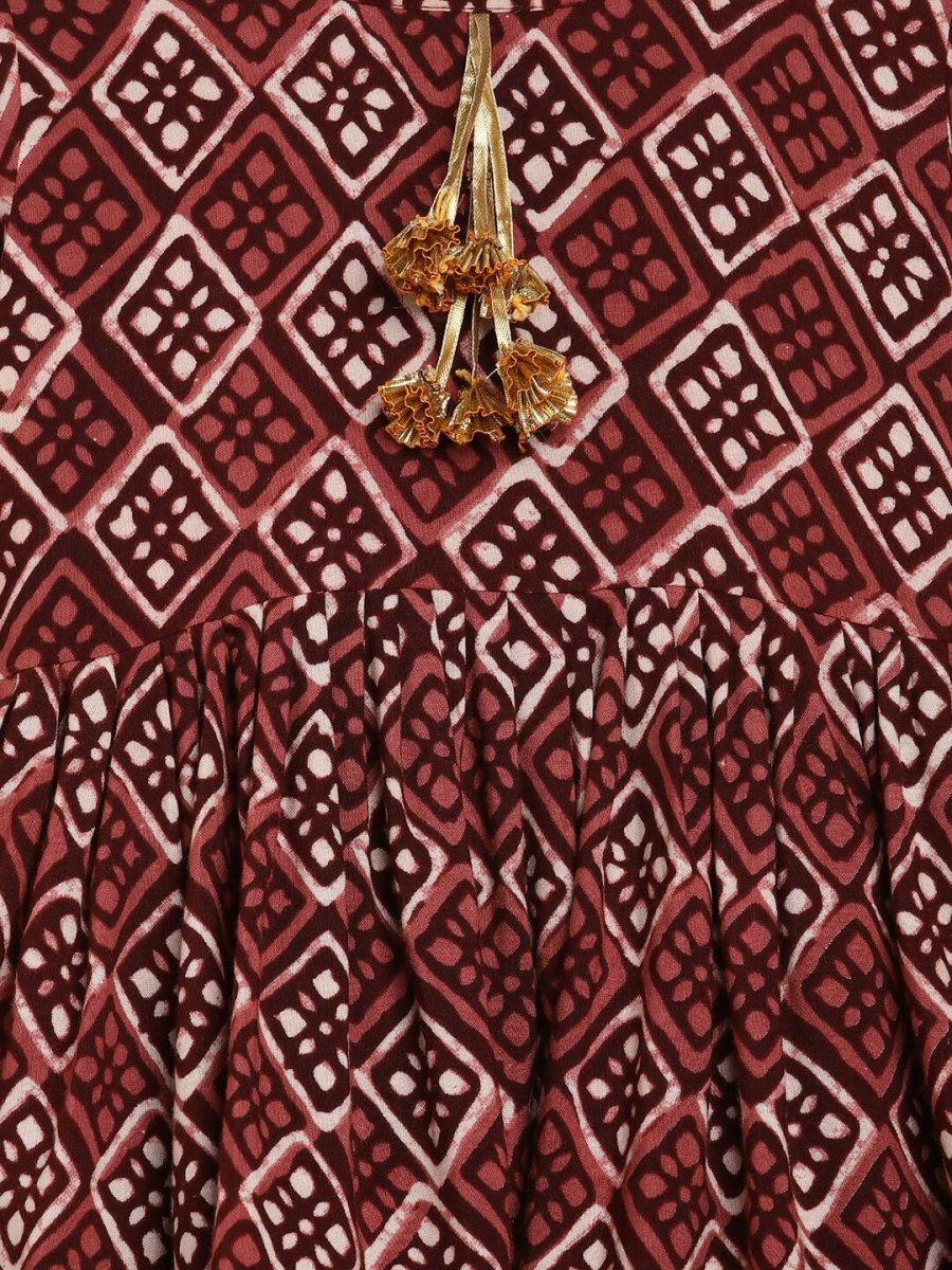 Ahalyaa Maroon Rayon Printed Kurta Palazzo Sets for Kids For Girls | Swadesiicart