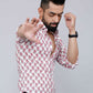 Miravan Men's White & Pink Spread Collar Floral Print Shirt | Swadesiicart