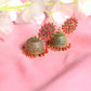 Mominos Fashion Joharkamal Kundan work Jhumka with Red Beads - Swadesiicart