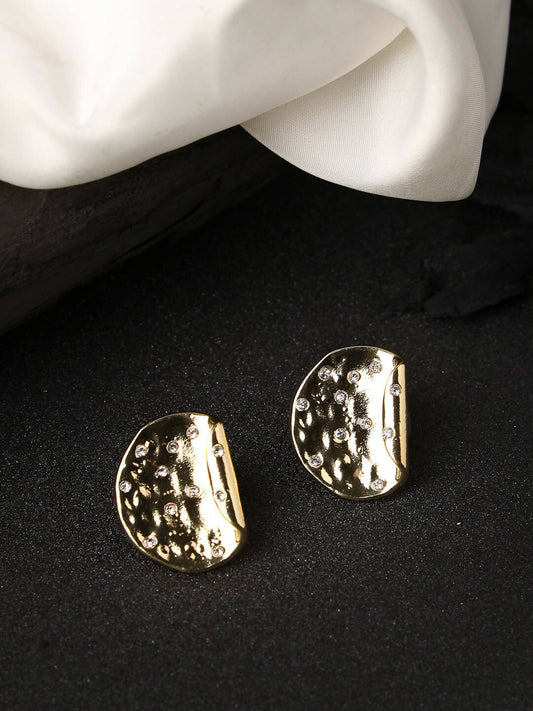 NVR Women Gold-Polished Contemporary Studs Earrings - Swadesiicart