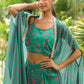Janasya Green Georgette Floral Top Bottom Cape | Swadesiicart