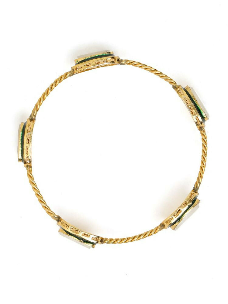 Antique Finish Kundan bangle - Ruby Raang | Swadesiicart