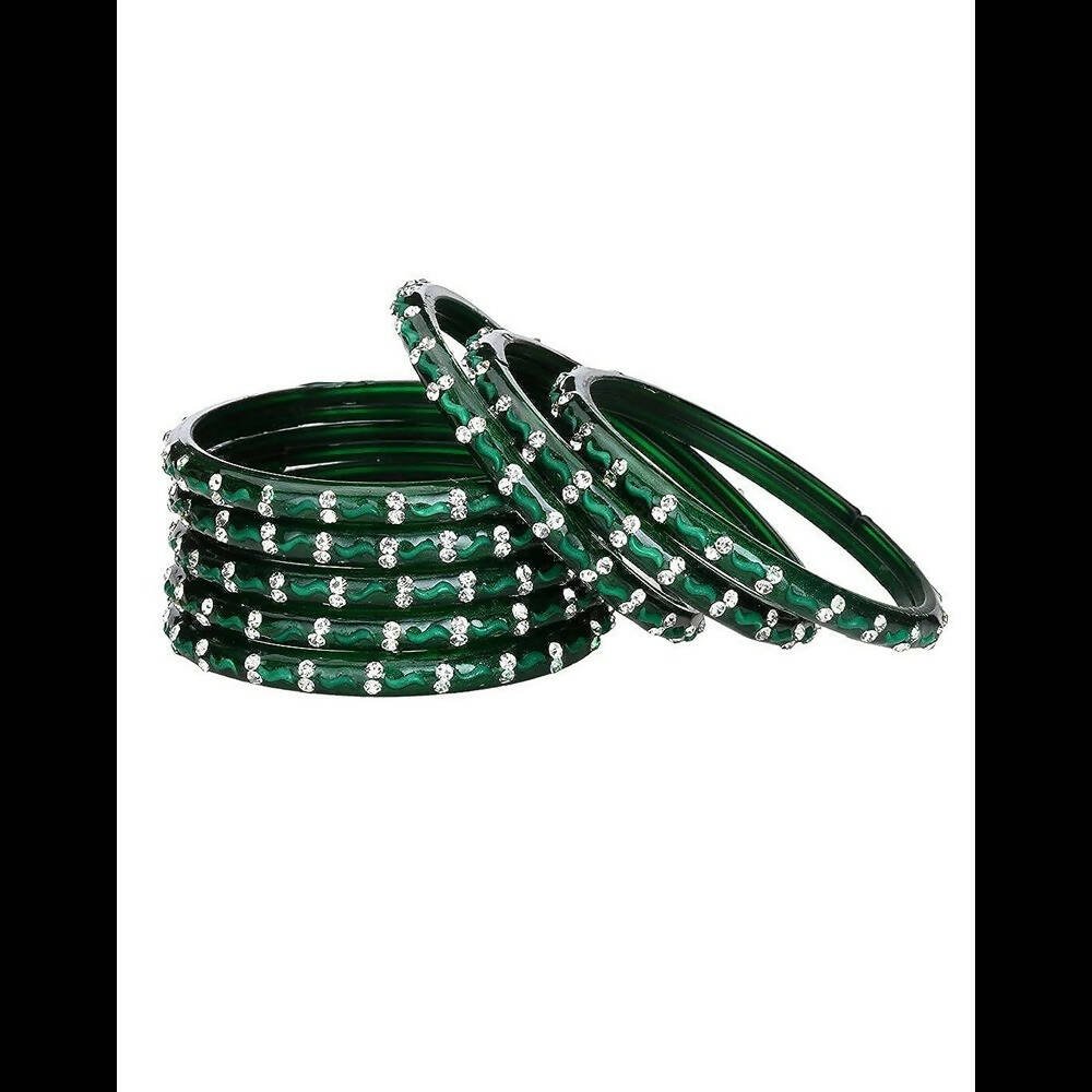 Afast Elegant Bridal & Wedding Party Fashion Bangle/Kada Set, Green, Glass, Pack Of 8 Model No- A37 - Swadesiicart