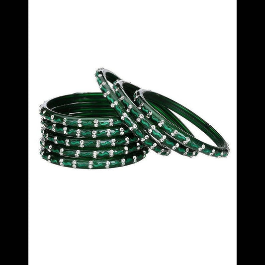 Afast Elegant Bridal & Wedding Party Fashion Bangle/Kada Set, Green, Glass, Pack Of 8 Model No- A37 - Swadesiicart