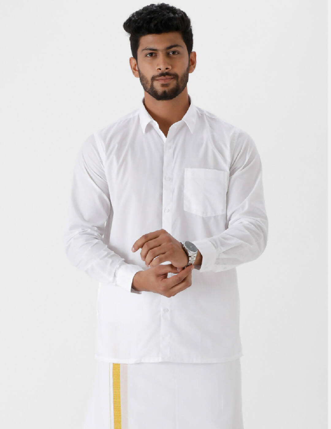 Ramraj Cotton Mens Luxury Cotton Full Sleeve White Shirt | Swadesiicart