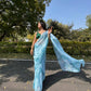Vamsee Sky Blue Chiffon Designer Saree - Swadesiicart