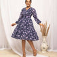 FIORRA Women's Blue Georgette Floral Printed Western Dress - Swadesiicart
