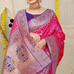 Jyoti Fashion Women's Rani Pink Patola Silk Zari Woven Saree with Blouse | Swadesiicart