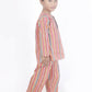 Breathables Kids Cotton Stripes Print Kurta Pyjama Night Suit - Multicolor