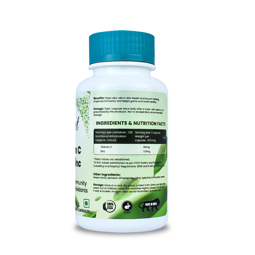 Sprowt Plant Based Vitamin C + Zinc Capsules - Swadesiicart