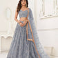 Aastha Fashion Light Gray Butterfly Net Tone To Tone Thread Work, Sequence Work And Original Mirror Work Embroidery Wedding Wear Lehenga Choli