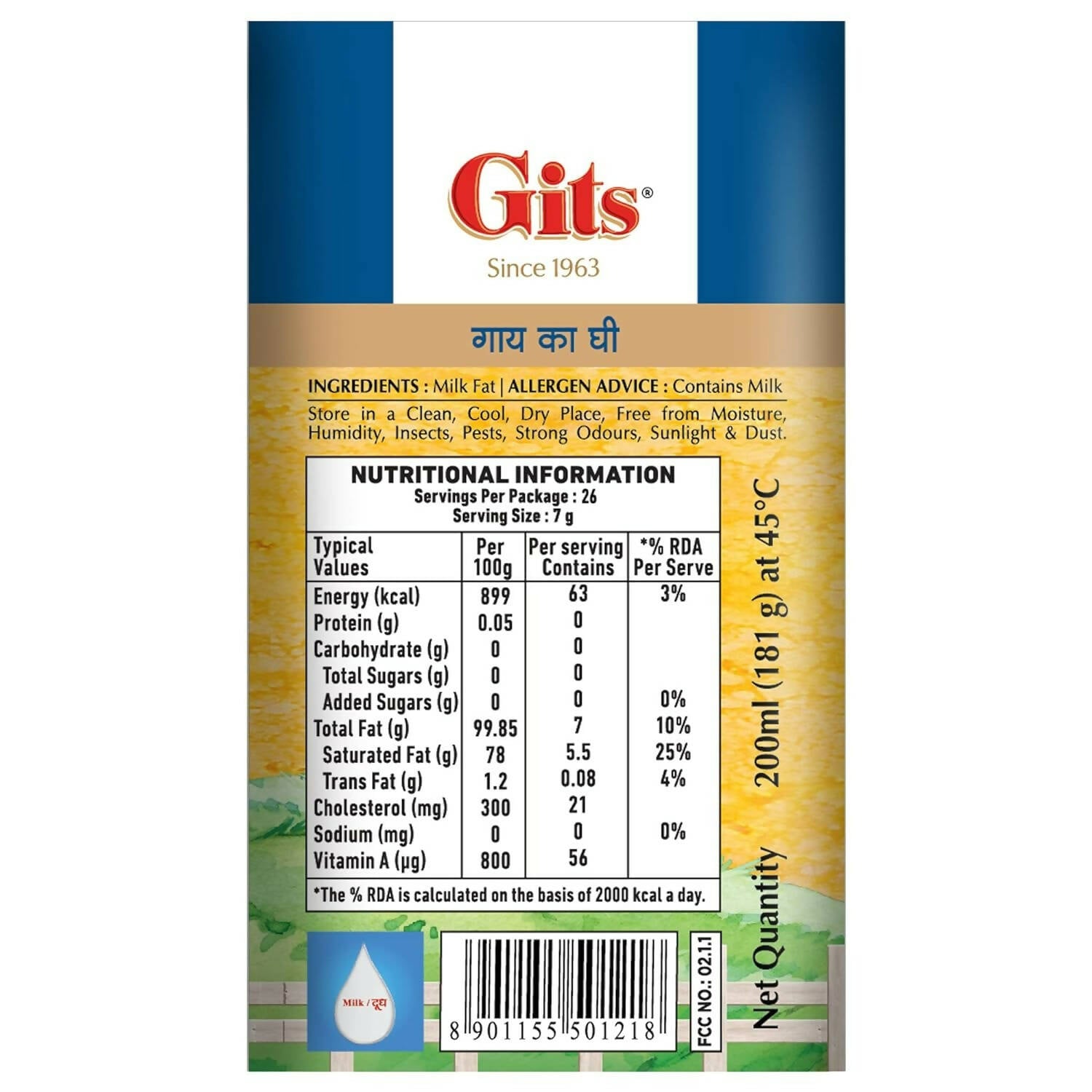 Gits Cow Ghee | Rich Taste & Aroma | Good source of Vitamin A, Delicious, Healthy & Nutritious - Swadesiicart