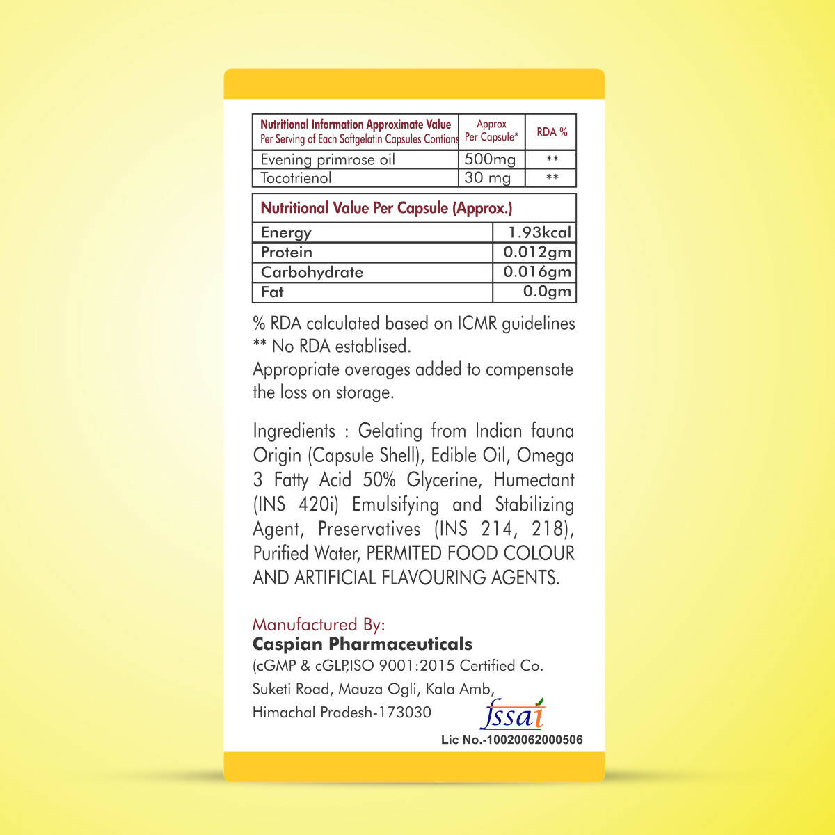 Fytika Epo 1000 Evening Primrose Oil and Tocotrienol Capsules - Swadesiicart