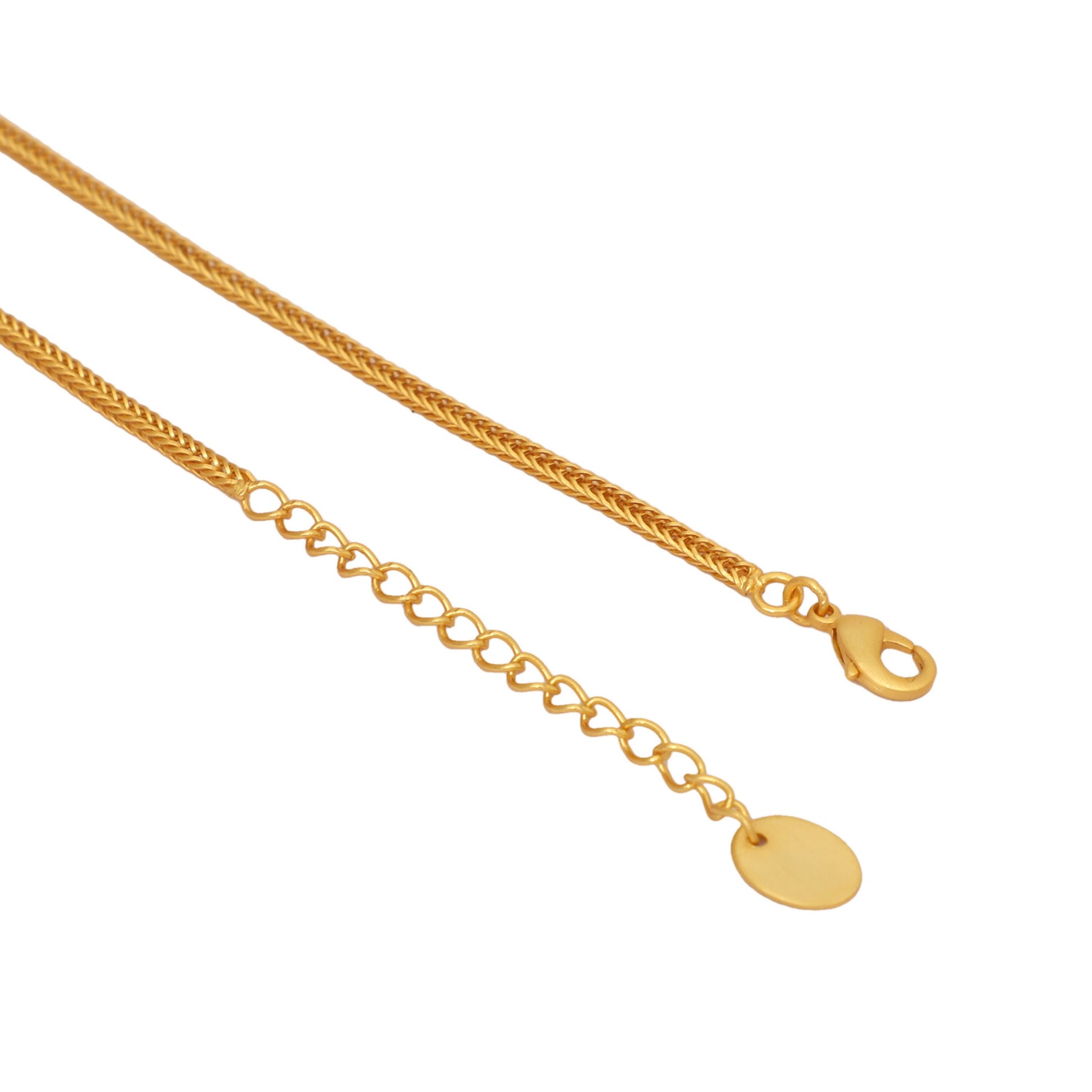 Nuyug 18K Gold-Plated Pearl Embellished Minimal Chain Textured Surface Floral Pendant Necklace | Swadesiicart