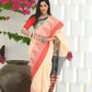Beatitude Cream Temple Border Cotton Saree