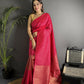 Joban Fashion Hot Pink Banarasi Soft Lichi Silk Checks & Woven Saree | Swadesiicart