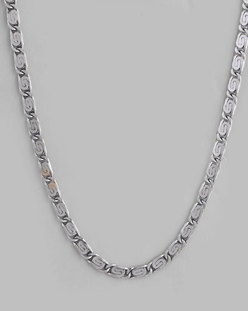 VOJ Men Silver Plated Stainless Steel Chain | Swadesiicart