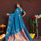 Lorenvalley Fashion Rama Soft Paithani Silk Woven Design Copper Zari Meenakari Weaving Saree - Swadesiicart