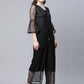 Ahalyaa Womens Crepe & Net Black Printed Jumpsuit - Swadesiicart