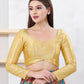 Joban Fashion Gold Gajji Silk Elbow Sleeveless Back Open Blouse - Swadesiicart
