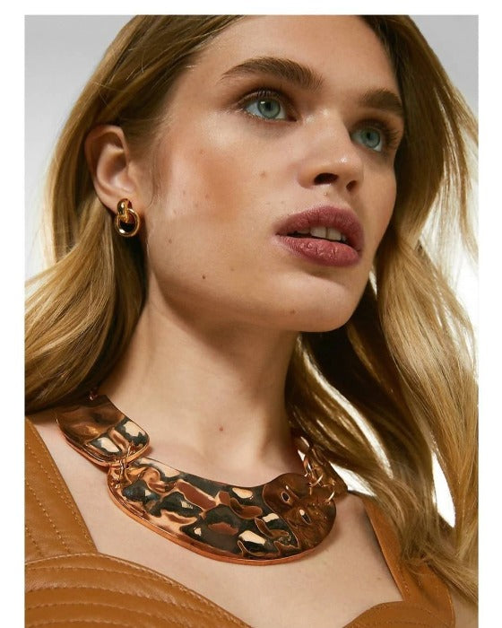 Bling Accessories Textured Metal Choker Necklace | Swadesiicart