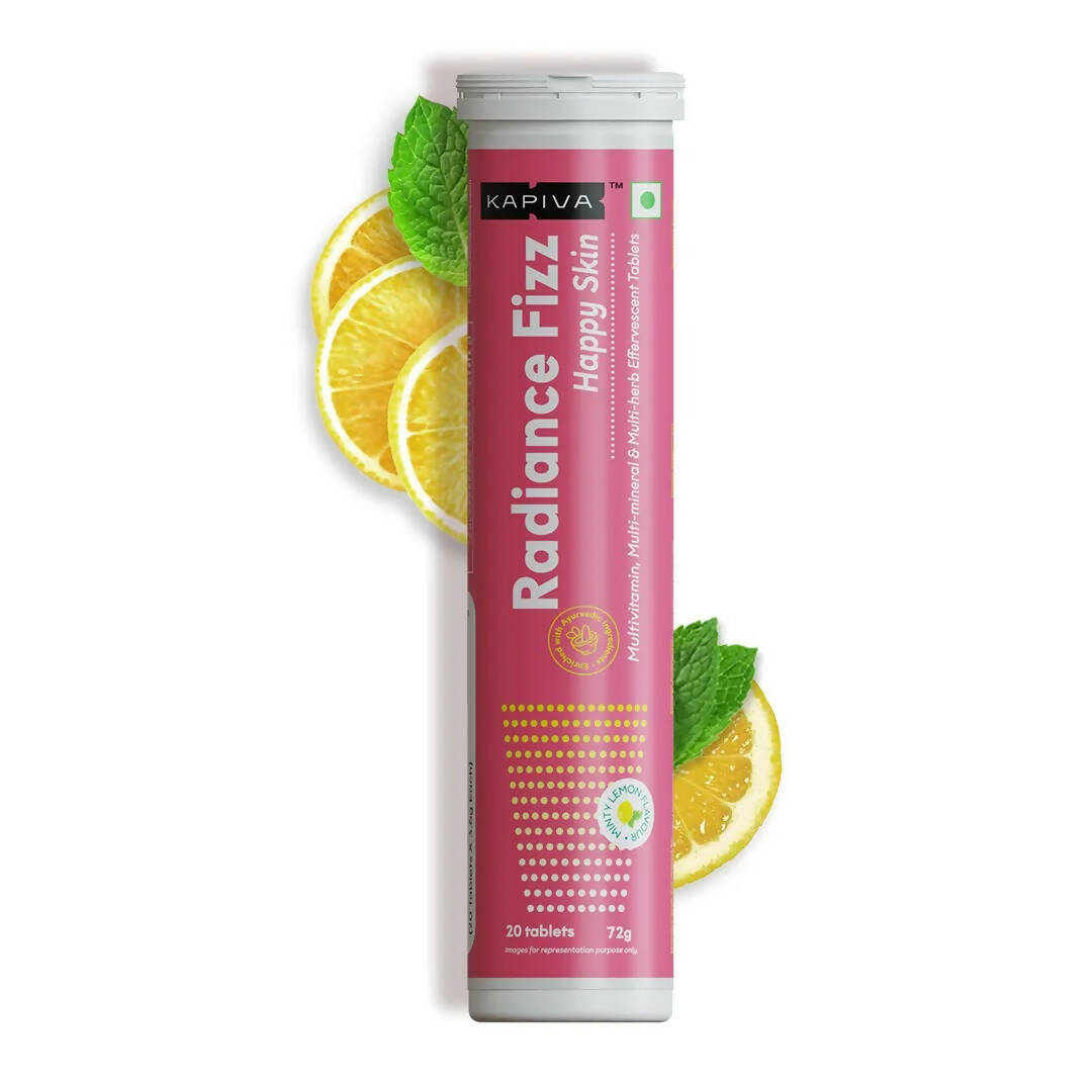 Kapiva Ayurveda Radiance Fizz Happy Skin Effervescent Tablets - Minty Lemon | Swadesiicart