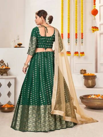 DEIANA'S Beautiful Jackquard Weaving Lehengha Choli - Green | Swadesiicart