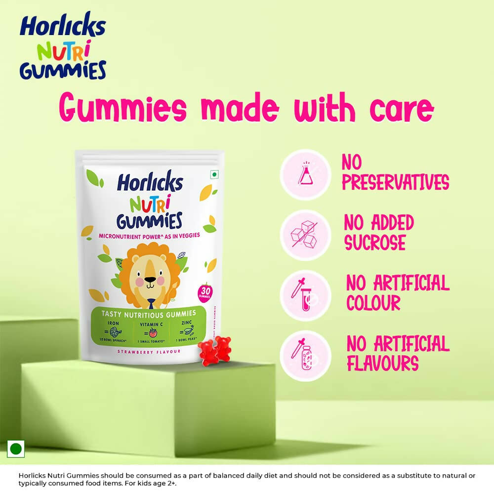 Horlicks Nutri Gummies for Kids - Strawberry Flavor | Swadesiicart