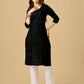 Jyoti Fashion Women's Black Cotton Blend Embroidered Kurta Pant Set | Swadesiicart