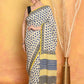 Very Much Indian Handblock Printed Cotton Saree With Natural Dyes - White | Swadesiicart
